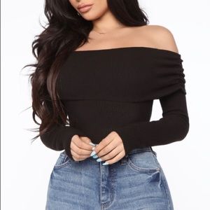 NWT Sexy Black Off Shoulder Sweater Bodysuit